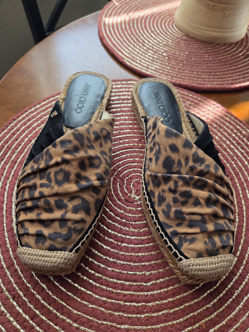Jimmy Choo Leopard-Print Espadrille Mule in Brown and Black